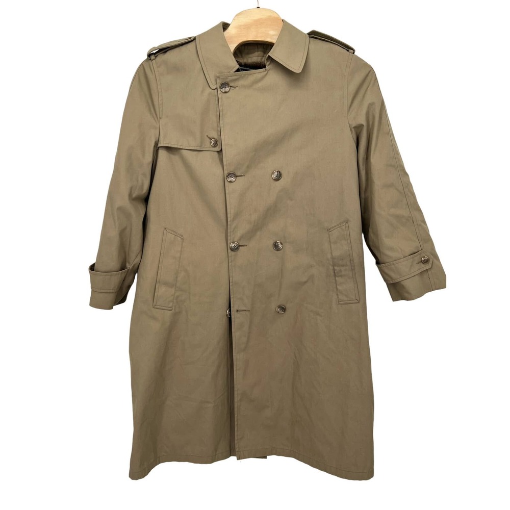 Botany 500 Vintage Removable Fur Lined Tan Trench Coat Made in USA